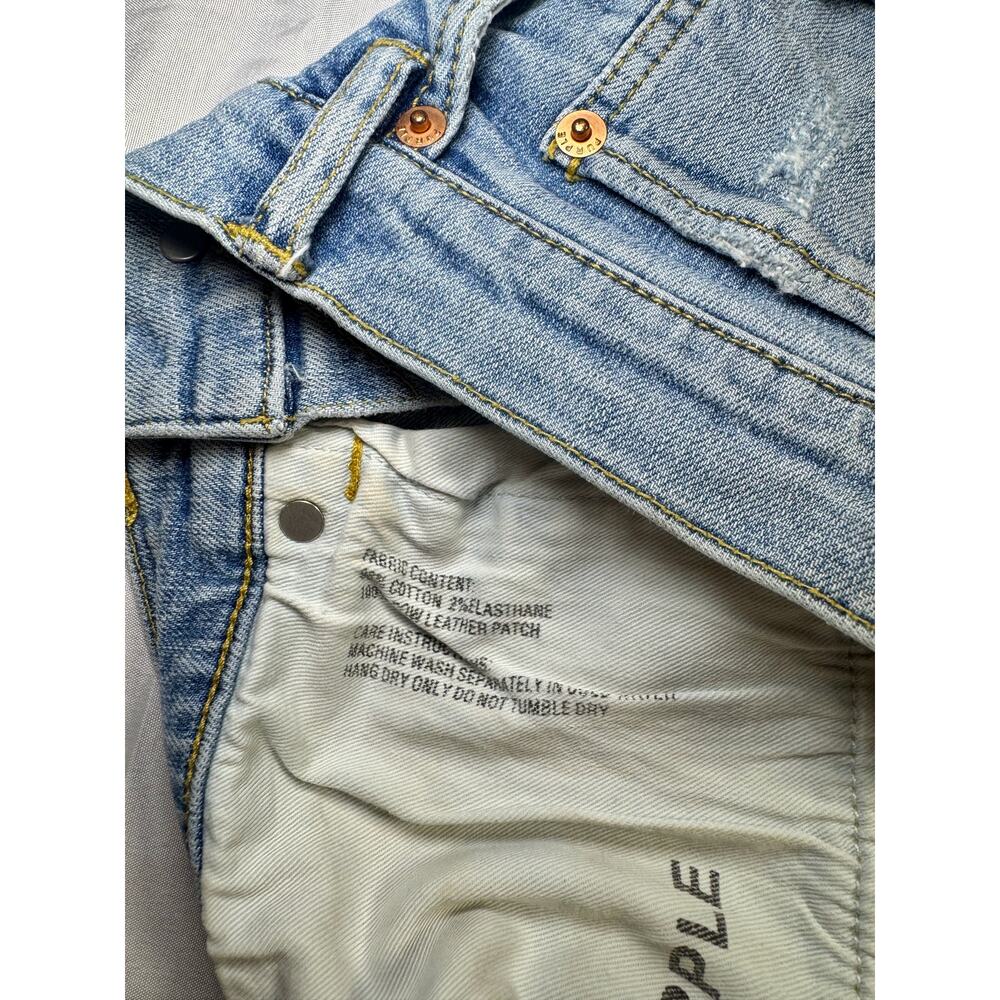 Purple Distressed Denim Shorts Light Wash Women's 29 Button Fly Y2K Streetwear - Picture 10 of 15